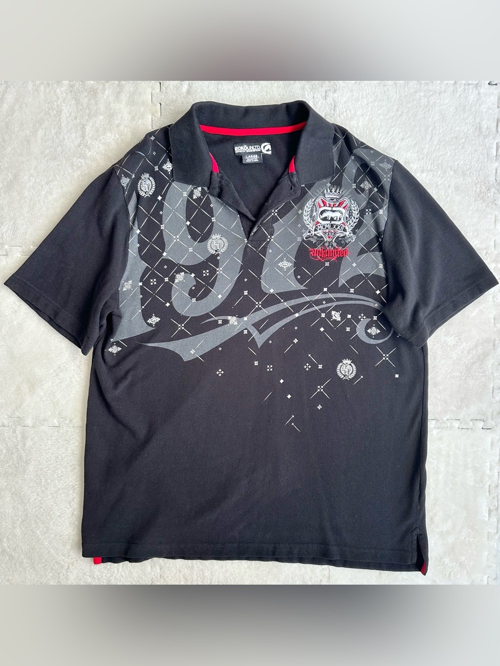 Vintage Ecko Unlimited Black Polo shirt, Size Large